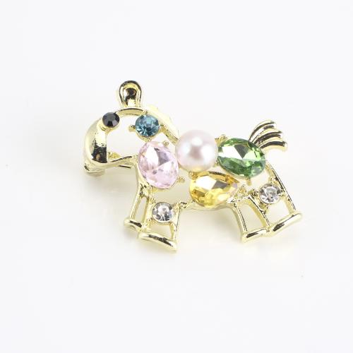 Freshwater Pearl Brooch, Zinc Alloy, with Freshwater Pearl, gold color plated, for woman & with rhinestone & hollow 
