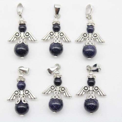 Gemstone Zinc Alloy Pendants, with Zinc Alloy, Angel, DIY [