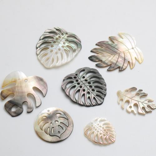Natural Freshwater Shell Pendants, Leaf, Carved, DIY & hollow 