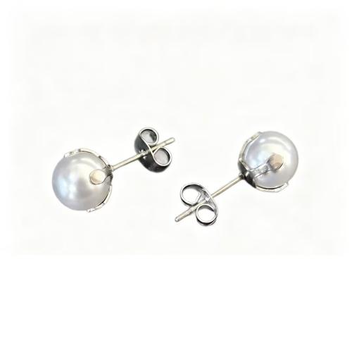 304 Stainless Steel Stud Earring, with Plastic Pearl & for woman 