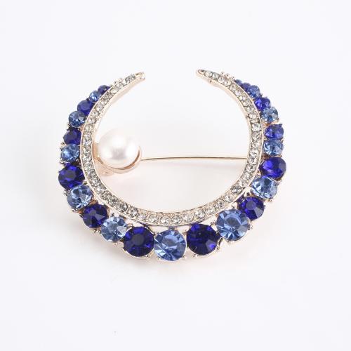 Freshwater Pearl Brooch, Zinc Alloy, with Freshwater Pearl, rose gold color plated, for woman & with rhinestone 