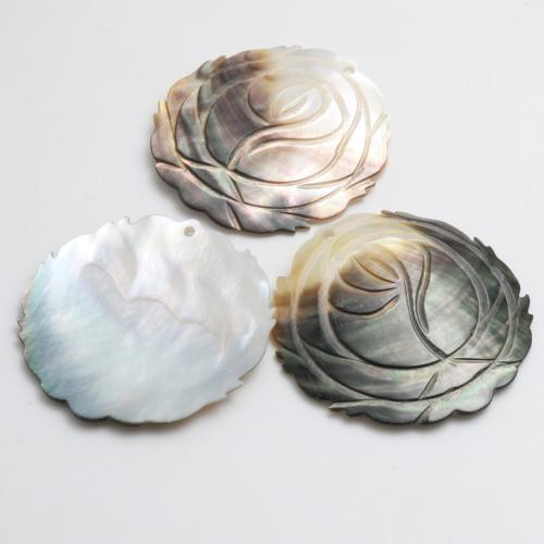 ブラック シェル ペンダント, 貝, 花形, 彫刻, DIY, 48.3mm, 売り手 パソコン