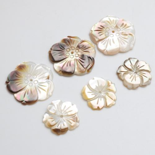Natural Freshwater Shell Pendants, Flower, Carved, DIY white 