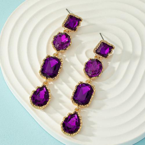 Zinc Alloy Rhinestone Drop Earring, Geometrical Pattern, plated, for woman & with rhinestone 