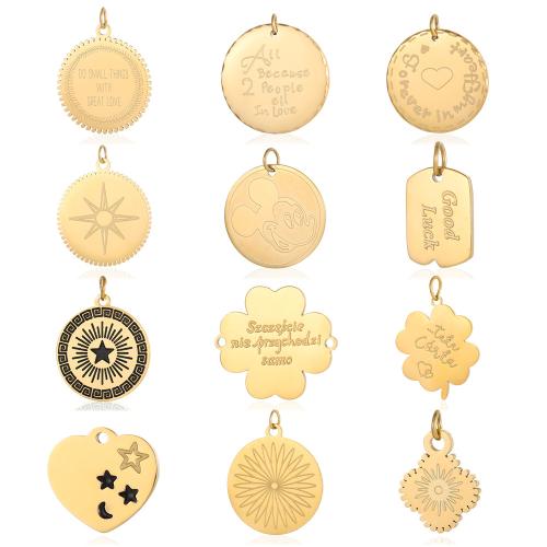 Stainless Steel Pendants, 304 Stainless Steel, plated, DIY & with letter pattern 