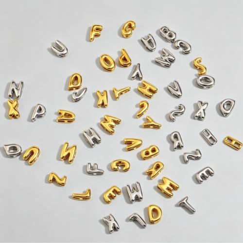 Stainless Steel Beads, 304 Stainless Steel, Alphabet Letter, plated, DIY 