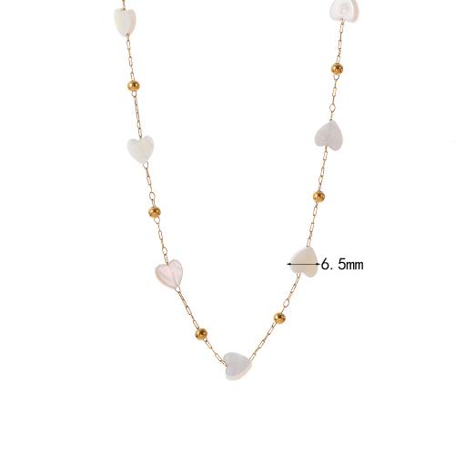 Titanium Steel Bracelet and Necklace, with White Shell, plated & for woman 