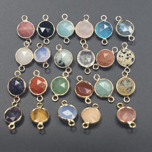 Gemstone Connector, Flat Round, plated, DIY & faceted 