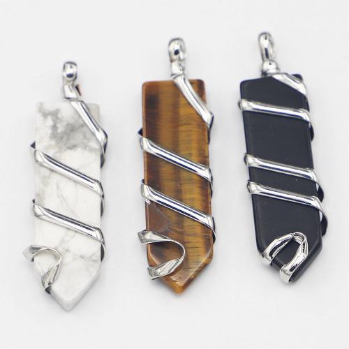 Gemstone Zinc Alloy Pendants, with Zinc Alloy, Geometrical Pattern, plated, DIY [