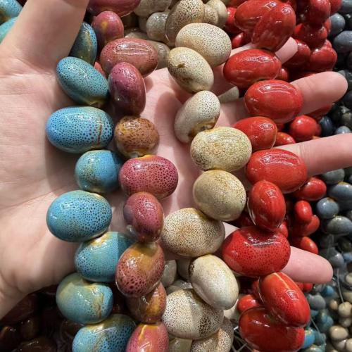 Speckled Porcelain Beads, Oval, DIY 