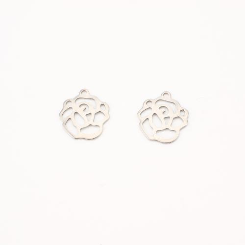 Edelstahl Blume Anhänger, 304 Edelstahl, DIY & hohl, originale Farbe, 14x12x1mm, 100PCs/Menge, verkauft von Menge