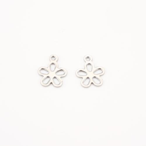 Edelstahl Blume Anhänger, 304 Edelstahl, DIY & hohl, originale Farbe, 15x12x1mm, 100PCs/Menge, verkauft von Menge