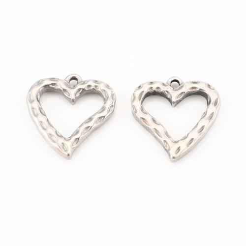 Stainless Steel Heart Pendants, 304 Stainless Steel, DIY & hollow, original color 