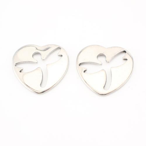 Stainless Steel Heart Pendants, 304 Stainless Steel, DIY & hollow, original color 