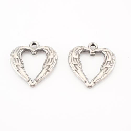 Stainless Steel Heart Pendants, 304 Stainless Steel, DIY & hollow, original color 
