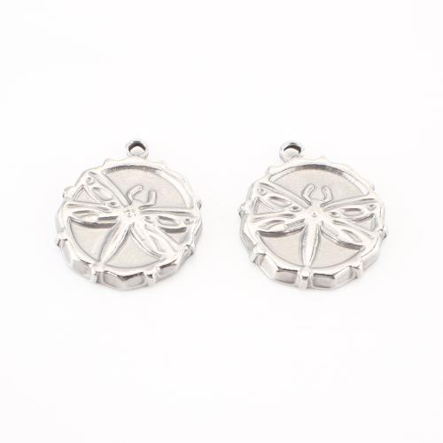 Edelstahl Tier Anhänger, 304 Edelstahl, flache Runde, DIY, originale Farbe, 22x18x3mm, 20PCs/Menge, verkauft von Menge