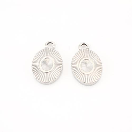 Stainless Steel Pendants, 304 Stainless Steel, Flat Oval, DIY, original color 