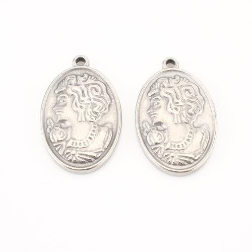 Stainless Steel Pendants, 304 Stainless Steel, Flat Oval, DIY, original color 