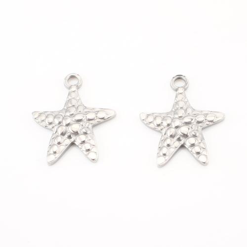 Edelstahl Tier Anhänger, 304 Edelstahl, Seestern, DIY, originale Farbe, 24x20x2mm, 20PCs/Menge, verkauft von Menge