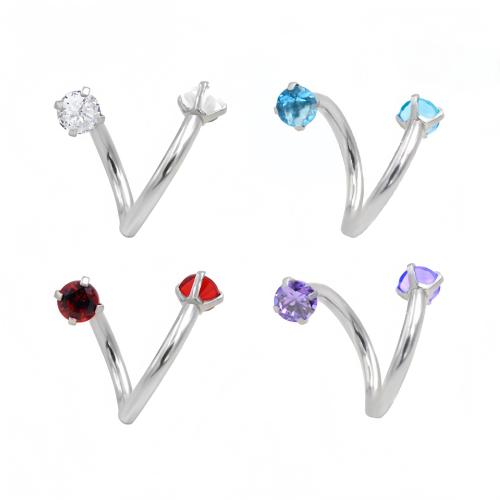 316 Stainless Steel Nose Piercing Jewelry, plated, Unisex & micro pave cubic zirconia 