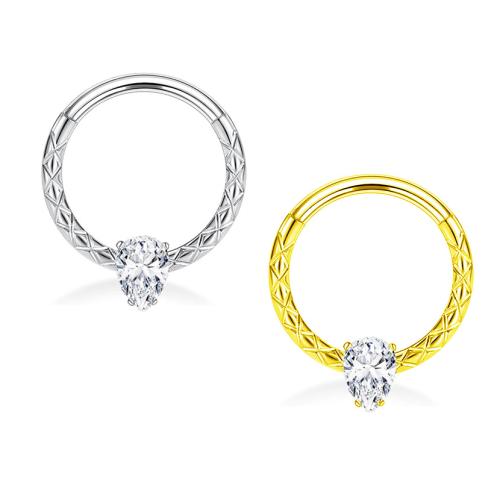 304 Stainless Steel Nose Piercing Jewelry, plated, Unisex & micro pave cubic zirconia 