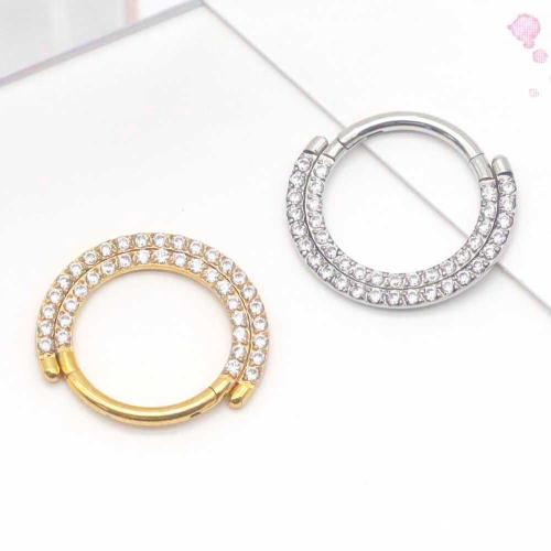 304 Stainless Steel Nose Piercing Jewelry, plated, Unisex & micro pave cubic zirconia 
