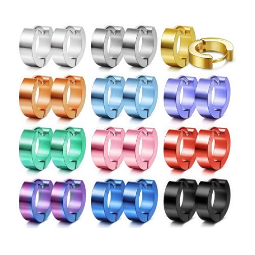 Stainless Steel Huggie Hoop Earring, 304 Stainless Steel, Donut, plated, fashion jewelry & Unisex, mixed colors, 9mm 