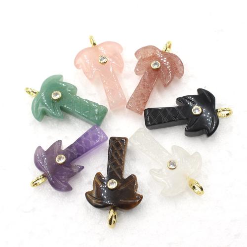 Gemstone ювелирные изделия Кулон, Полудрагоценный камень, Дерево, полированный, DIY & различные материалы для выбора & со стразами продается PC