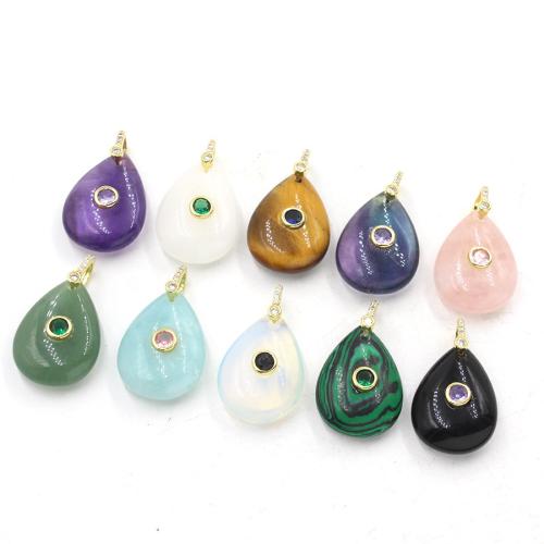 Gemstone ювелирные изделия Кулон, Полудрагоценный камень, Каплевидная форма, полированный, DIY & различные материалы для выбора & со стразами продается PC