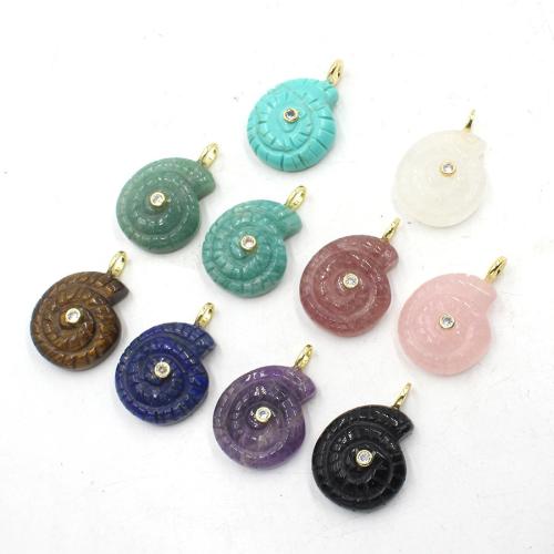 Gemstone ювелирные изделия Кулон, Полудрагоценный камень, Ракушка, полированный, DIY & различные материалы для выбора & со стразами продается PC