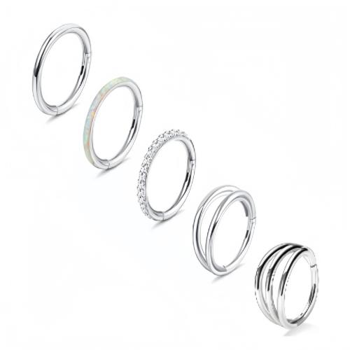 304 Stainless Steel Nose Piercing Jewelry, 5 pieces & Unisex & micro pave cubic zirconia, original color 