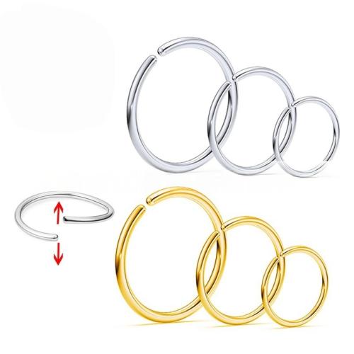 304 Stainless Steel Nose Piercing Jewelry, Donut, plated, Unisex 