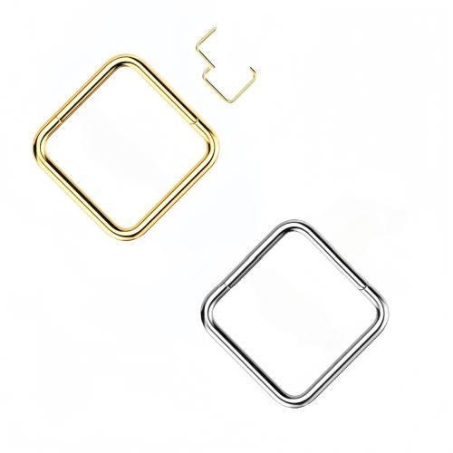 304 Stainless Steel Nose Piercing Jewelry, Square, plated, Unisex & hollow 