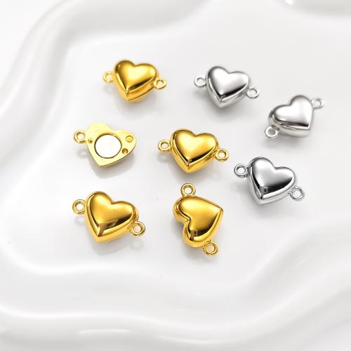 Round Stainless Steel Magnetic Clasp, 316 Stainless Steel, Heart, Vacuum Ion Plating, DIY Approx 1.5mm [