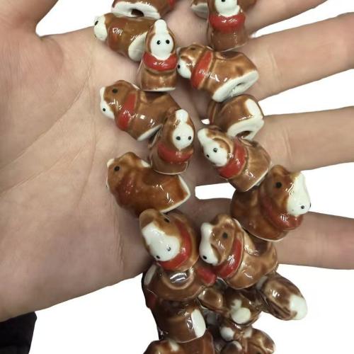 Porcelain Animal Beads, Horse, hand drawing, DIY [