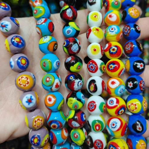 Evil Eye Lampwork Beads, Round, hand drawing, DIY & evil eye pattern 12mm 