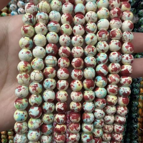 Dyed Natural Turquoise Beads, Round, DIY 8mm Approx 38 cm [