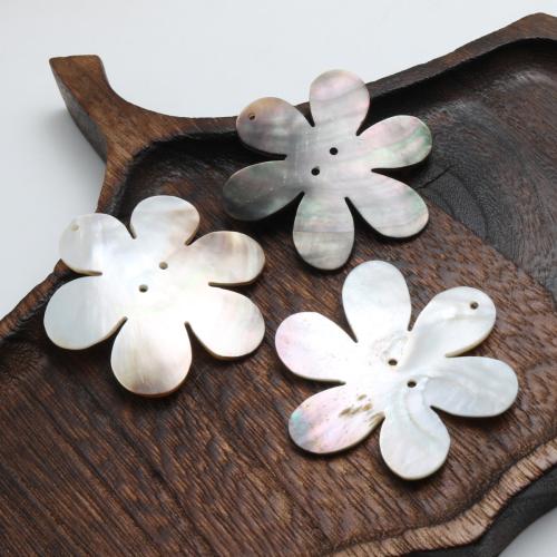 ブラック シェル ペンダント, 黒い貝, 花形, DIY, 45mm, 売り手 パソコン