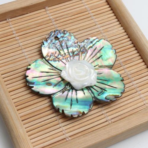天然シェル・ペンダント, アワビ貝, とともに 白い貝, 花形, 彫刻, DIY 売り手 パソコン