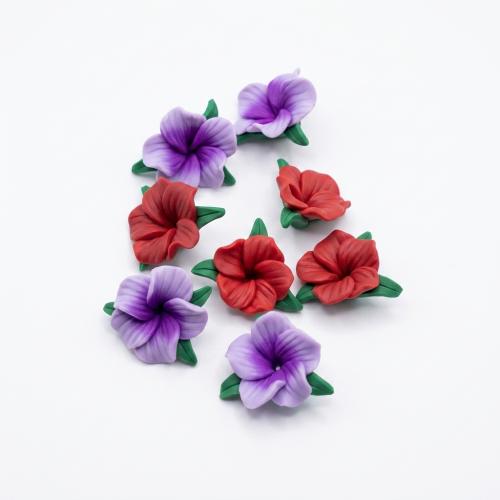 DIY Hair Flowers, Polymer Clay flower 20mm, flower and leaves 24mm Approx 2mm 