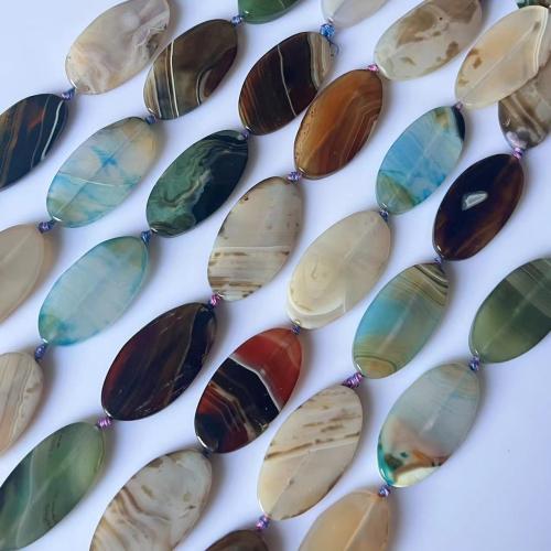 Agate Beads, Flat Oval, DIY, multi-colored Approx 38 cm 