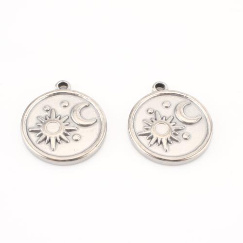 Stainless Steel Pendants, 304 Stainless Steel, Flat Round, DIY, original color 