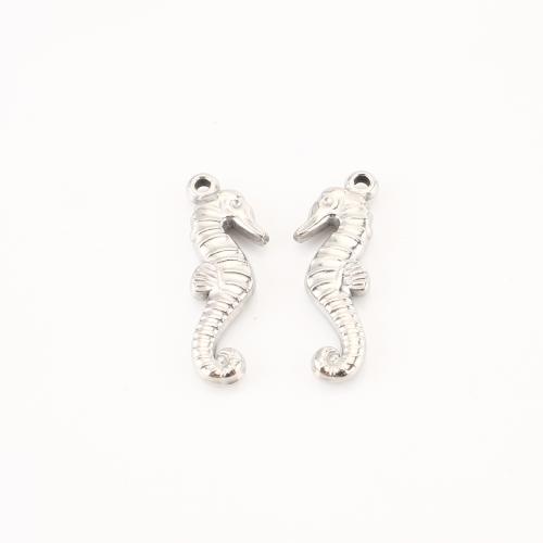 Edelstahl Tier Anhänger, 304 Edelstahl, Seepferd, DIY, originale Farbe, 25x9x3mm, 20PCs/Menge, verkauft von Menge
