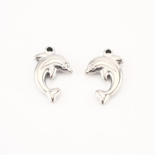 Edelstahl Tier Anhänger, 304 Edelstahl, Dolphin, DIY, originale Farbe, 22x15x4mm, 20PCs/Menge, verkauft von Menge