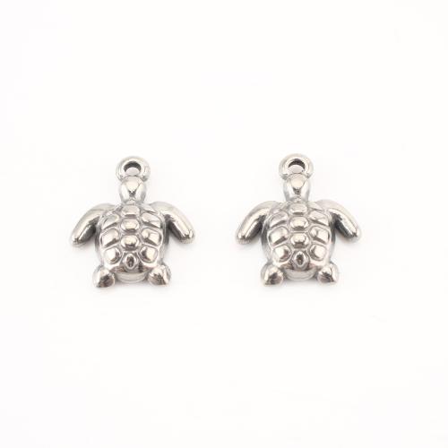 Edelstahl Tier Anhänger, 304 Edelstahl, Schildkröter, DIY, originale Farbe, 18x15x4mm, 20PCs/Menge, verkauft von Menge