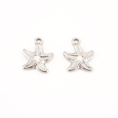Edelstahl Tier Anhänger, 304 Edelstahl, Seestern, DIY, originale Farbe, 19x15x2mm, 20PCs/Menge, verkauft von Menge