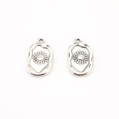 Edelstahl Blume Anhänger, 304 Edelstahl, DIY, originale Farbe, 21x13x2mm, 20PCs/Menge, verkauft von Menge
