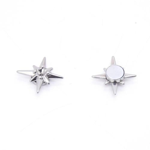 304 Stainless Steel Magnetic Stud Earring, Eight Point Star, polished, Unisex & with rhinestone 