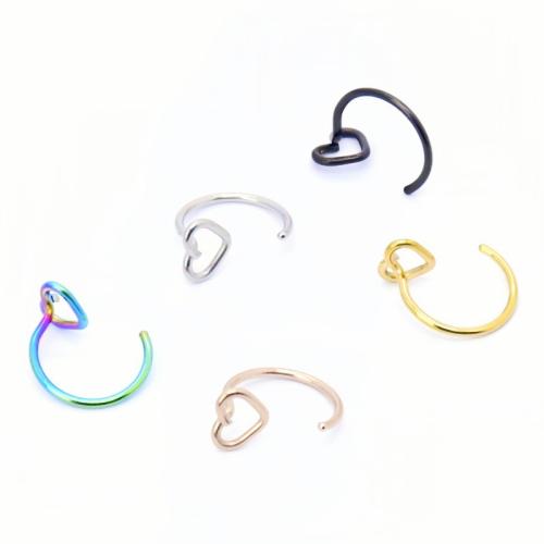 304 Stainless Steel Nose Piercing Jewelry, Heart, plated, Unisex & hollow 