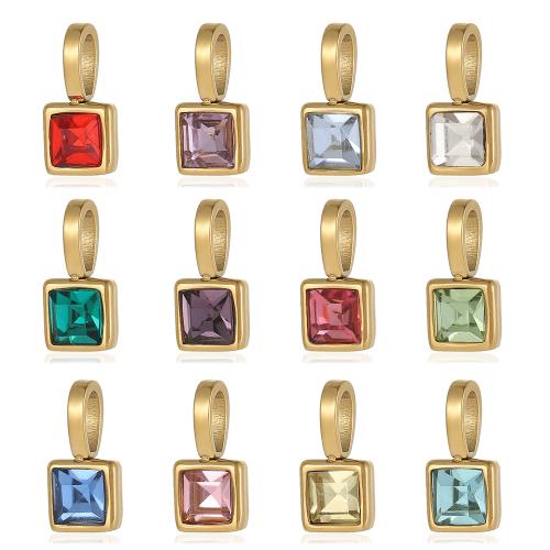 Cubic Zirconia Stainless Steel Pendant, 304 Stainless Steel, Geometrical Pattern, gold color plated, DIY & micro pave cubic zirconia 